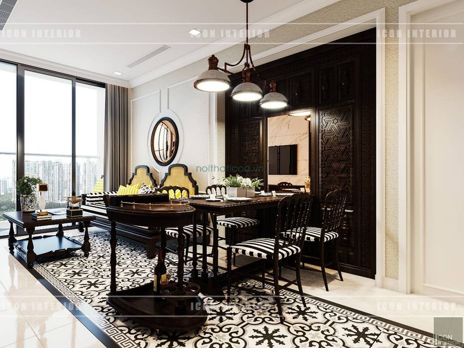 Thiết kế căn hộ Vinhomes Golden River - Phong cách thiết kế mang tiếng vọng xưa, ICON INTERIOR ICON INTERIOR Phòng ăn phong cách châu Á đông đương