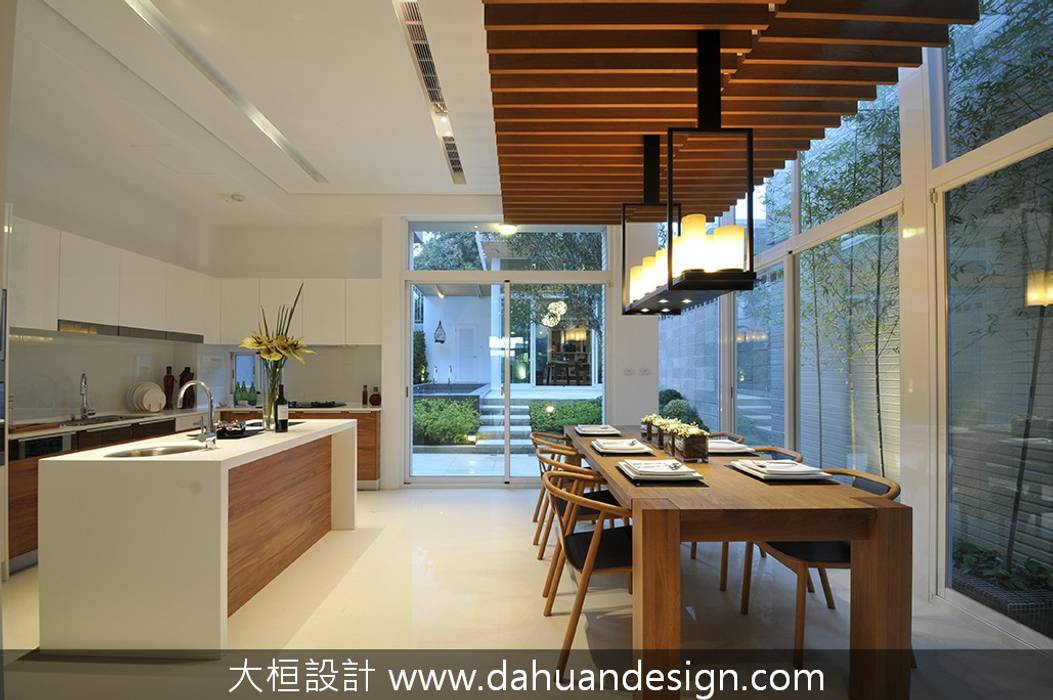 大桓設計-室內設計-極上之墅 大桓設計顧問有限公司 Modern dining room Solid Wood Multicolored