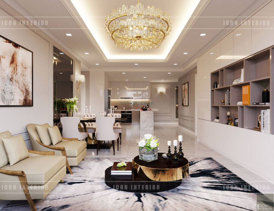 Thiết kế căn hộ Gateway Thảo Điền sang trọng và thanh lịch - Phong cách Tân Cổ Điển, ICON INTERIOR ICON INTERIOR Phòng khách phong cách kinh điển