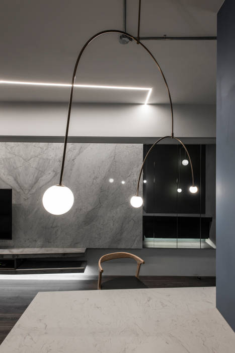 Dining area / living area 湜湜空間設計 现代客厅設計點子、靈感 & 圖片 大理石