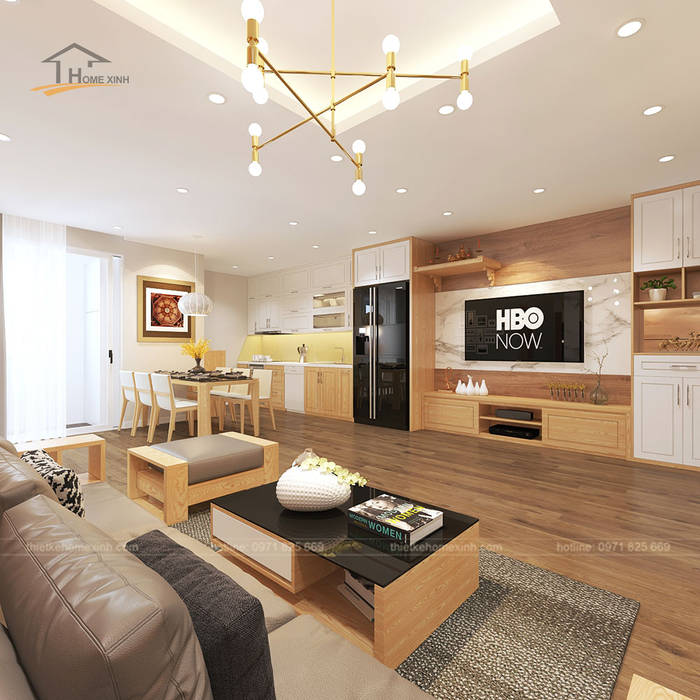 Thiết kế nội thất căn hộ chung cư tại CT3 Trung Văn, Minh Đức Hoàng Minh Đức Hoàng Soggiorno moderno