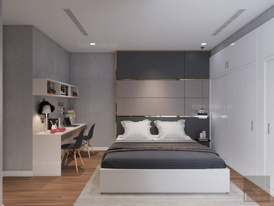Phong cách hiện đại tại căn hộ Vinhomes Central Park đơn giản mà sang trọng, ICON INTERIOR ICON INTERIOR Phòng ngủ phong cách hiện đại