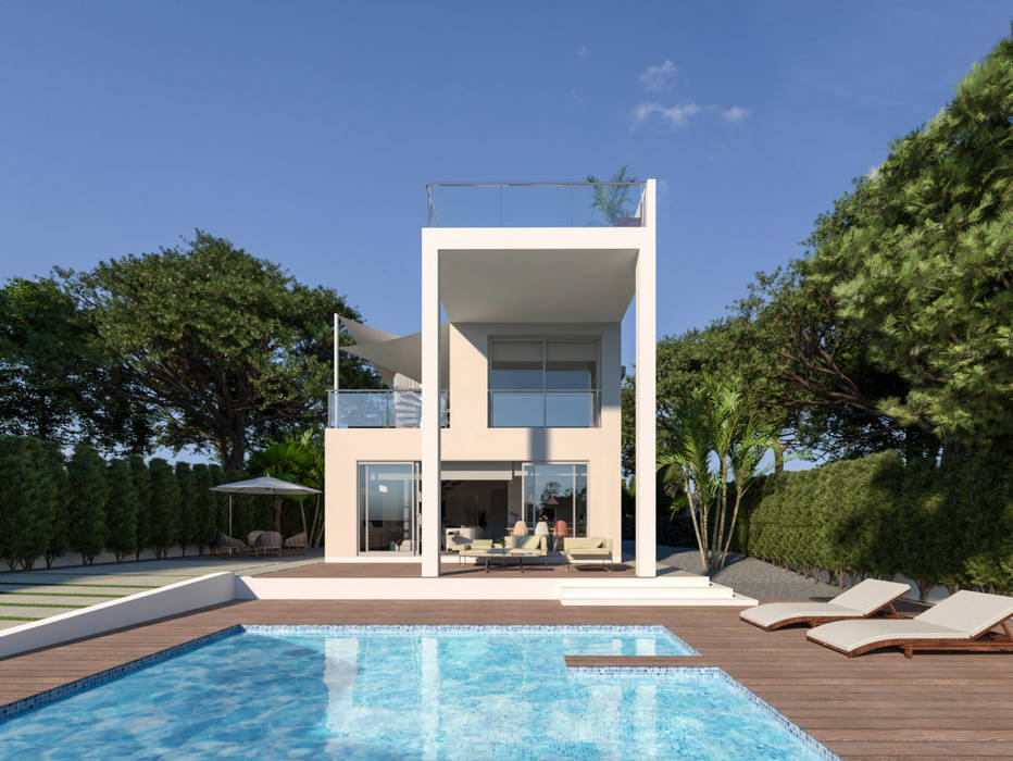 Exterior - piscina Pacheco & Asociados Albercas modernas pool,outdoor pool,garden,alicante villa,new construction,new work building