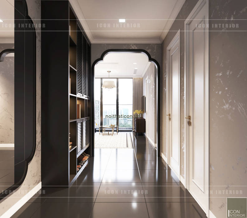 XU HƯỚNG ĐÔNG DƯƠNG ẤN TƯỢNG - Thiết kế căn hộ Vinhomes Golden River, ICON INTERIOR ICON INTERIOR Asian style doors