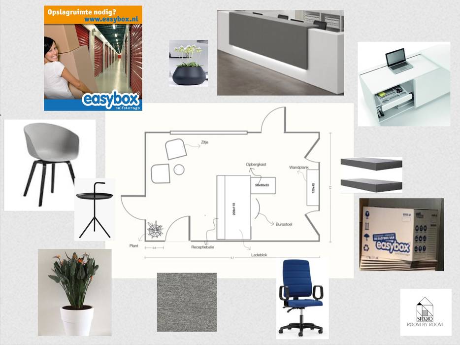 Plattegrond receptie Studio Room by Room Bedrijfsruimten interieurontwerp,interiordesign,kantoor,office,plattegrond,floorplan,Kantoorgebouwen