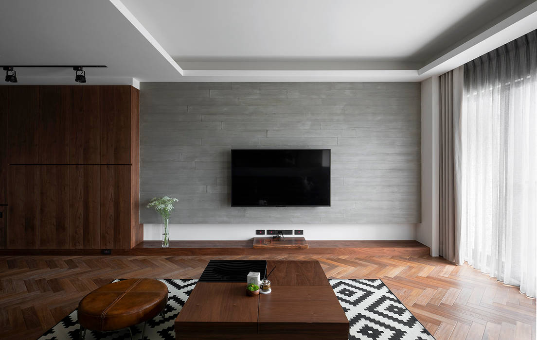 客廳電視牆 邑田空間設計 Classic style living room Concrete