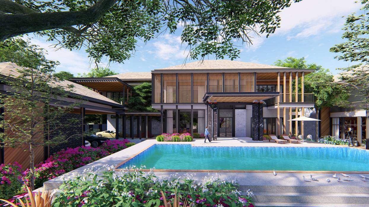 PROJECT: KAI HOUSE , GRID ARCHITECT THAILAND GRID ARCHITECT THAILAND Single family home Concrete