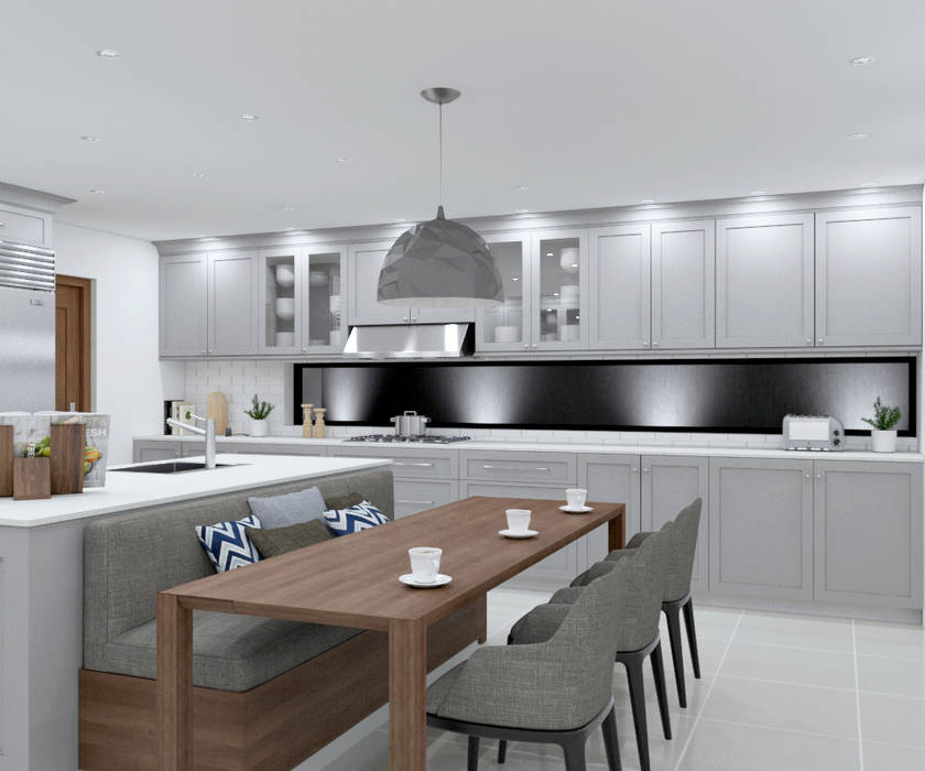 SANDTON KITCHEN - A social space Linken Designs Built-in kitchens Wood Wood effect traditional kitchen,kitchen cabinet,kitchen appliances,kitchen table,kitchen sink