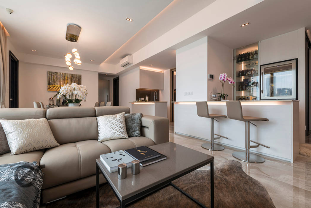 Design & Build: Melrose Condominium, erstudio Pte Ltd erstudio Pte Ltd Modern living room