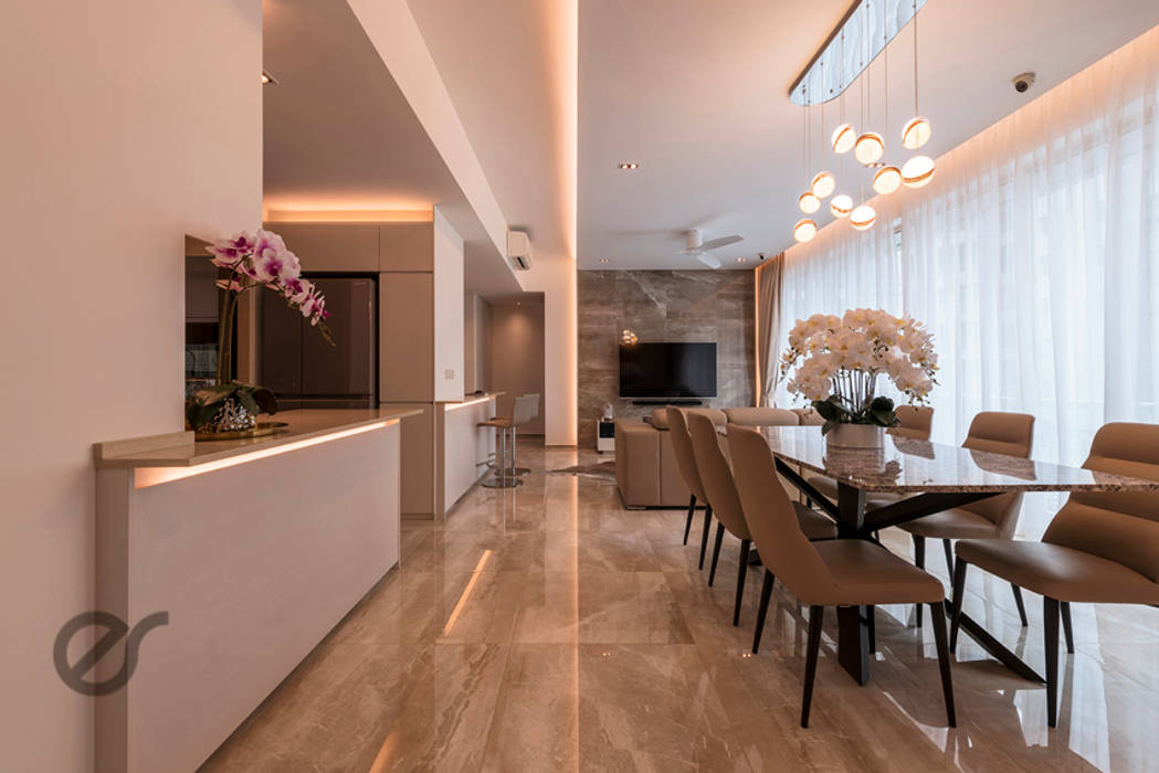 Design & Build: Melrose Condominium, erstudio Pte Ltd erstudio Pte Ltd Modern living room