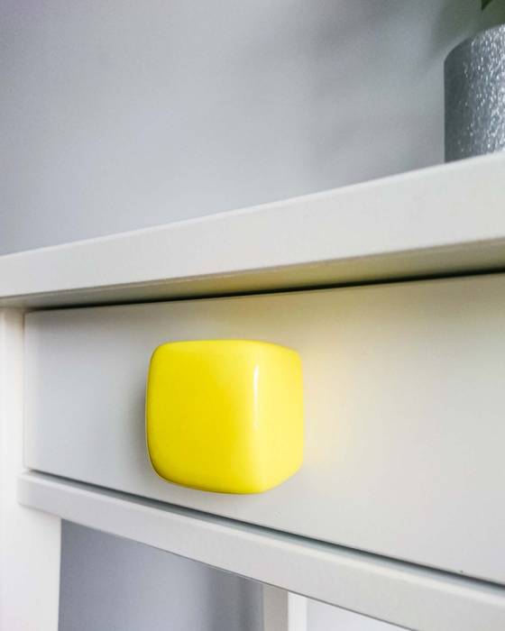 Ceramics handles - Cube - colour yellow glossy glaze Viola Ceramics Studio Modern houses Ceramic Accessories & decoration