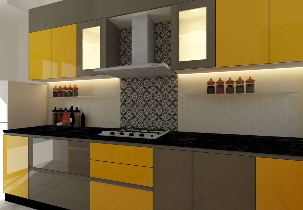 Kitchen at Regency Park | Gurgaon, Studio Square Design Co. Studio Square Design Co. Tủ bếp Ván ép