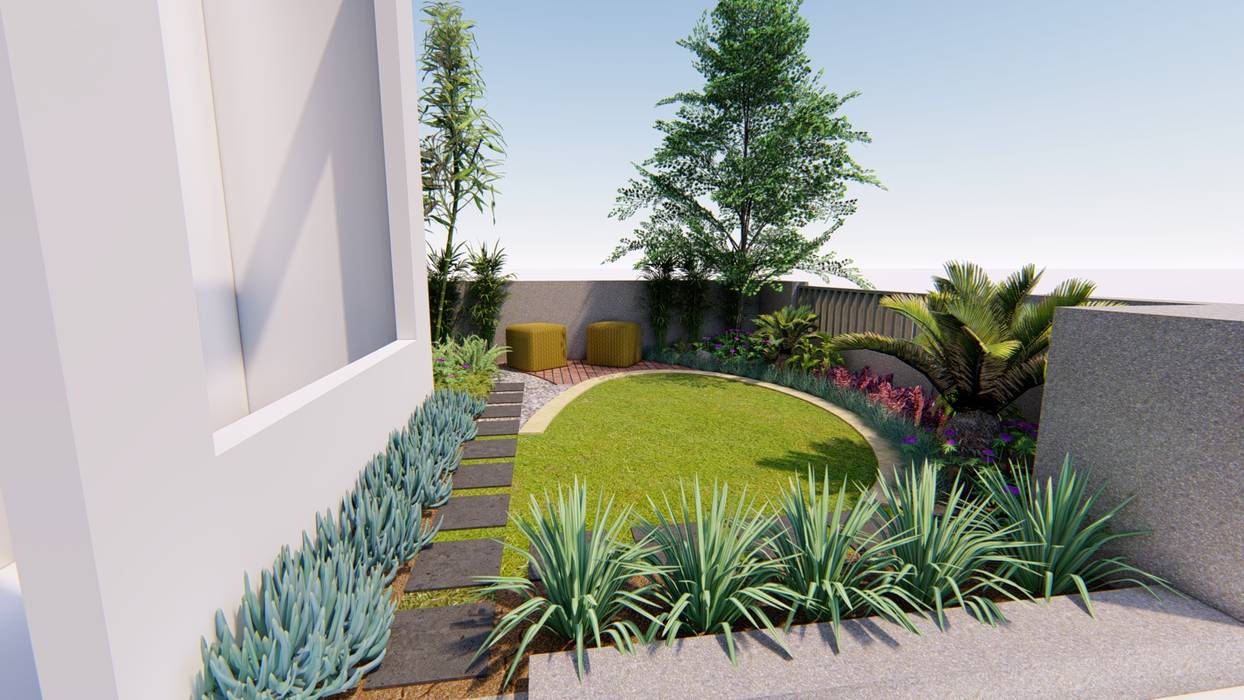 Design Recommendation / Alternative 1 for Bp. Andi in Cendana Residence, Tangerang Selatan, 1mm studio | Landscape Design 1mm studio | Landscape Design Jardin avant