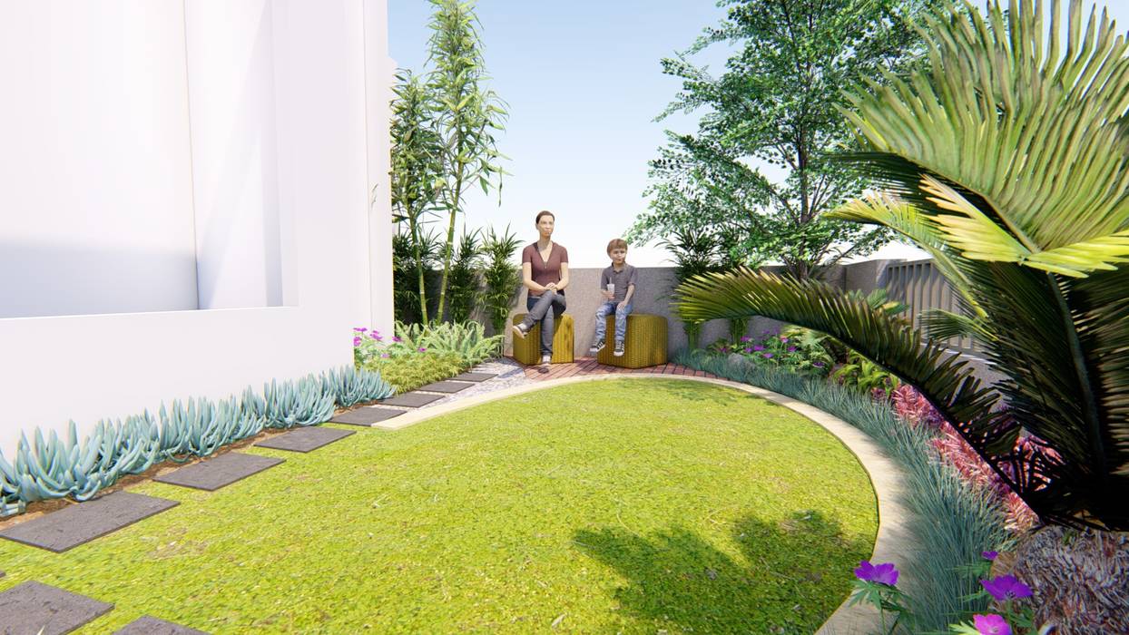 Design Recommendation / Alternative 1 for Bp. Andi in Cendana Residence, Tangerang Selatan, 1mm studio | Landscape Design 1mm studio | Landscape Design Jardin avant