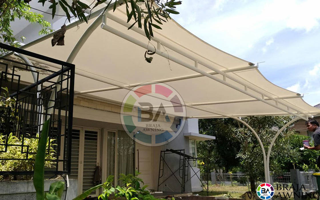Tenda Membrane Jakarta (Teras Perumahan) Braja Awning & Canopy Balkon, Beranda & Teras Modern Bahan Sintetis Brown tenda,canopy,awning,jakarta,tenda membrane,membrane,canopy membrane,Accessories & decoration