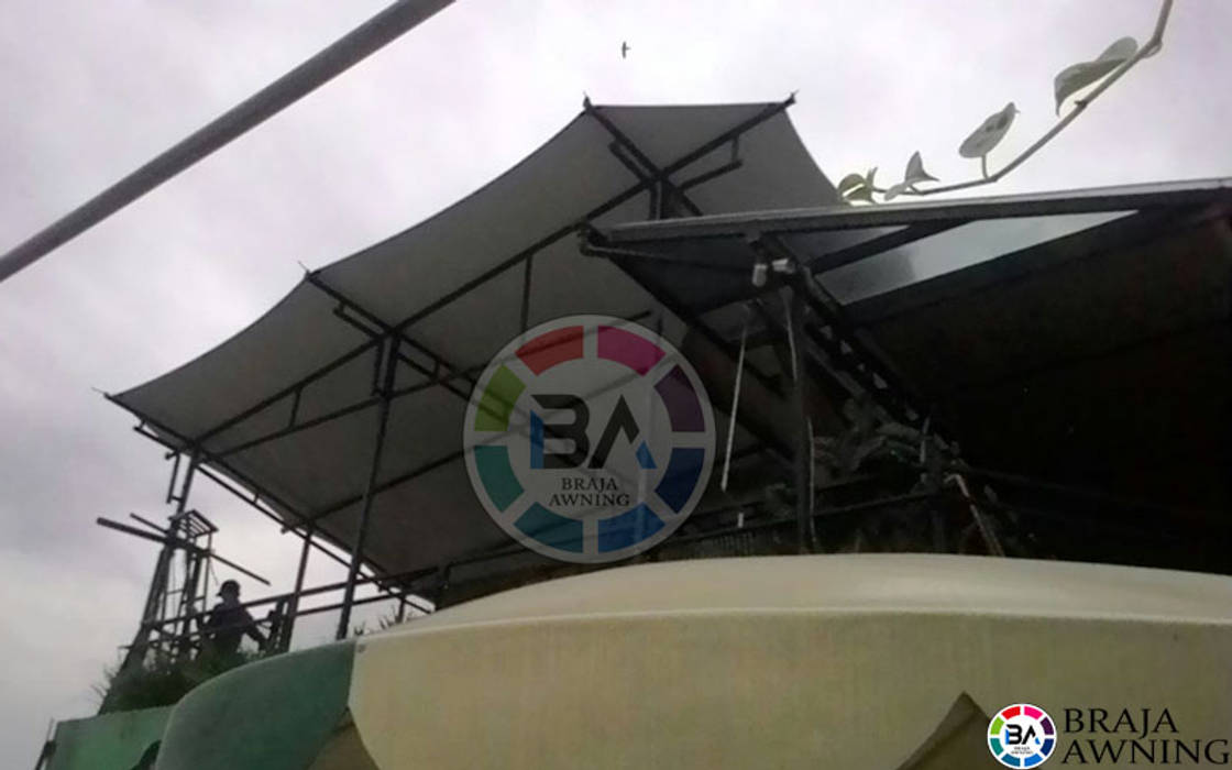 Tenda Membrane Bogor (Cafe) Braja Awning & Canopy Balkon, Beranda & Teras Modern Bahan Sintetis Brown canopy,awning,jakarta,bandung,tenda membrane,canopy membrane,Accessories & decoration