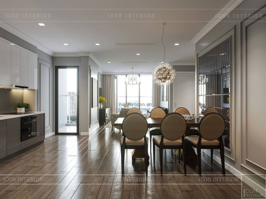 Thiết kế nội thất Tân Cổ Điển cao cấp Luxury 6 Vinhomes Golden River, ICON INTERIOR ICON INTERIOR Phòng ăn phong cách kinh điển