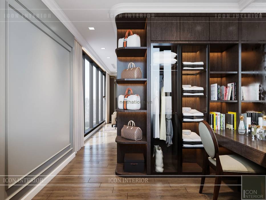 Thiết kế nội thất Tân Cổ Điển cao cấp Luxury 6 Vinhomes Golden River, ICON INTERIOR ICON INTERIOR Phòng thay đồ phong cách kinh điển