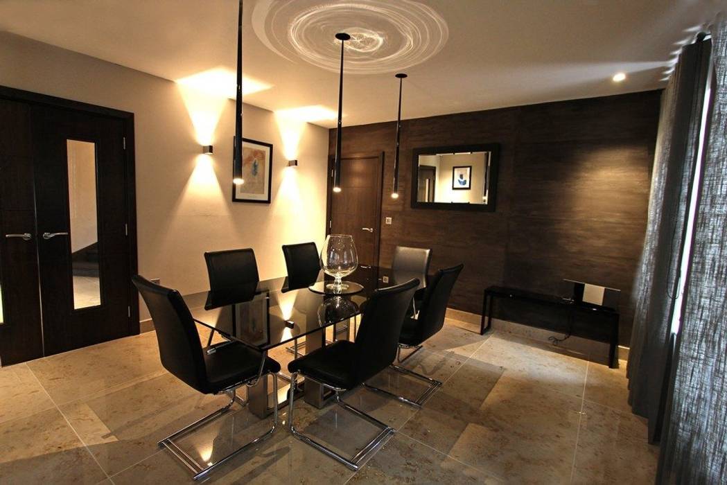 Contemporary New Build, Glossop, Asco Lights Limited Asco Lights Limited Modern dining room