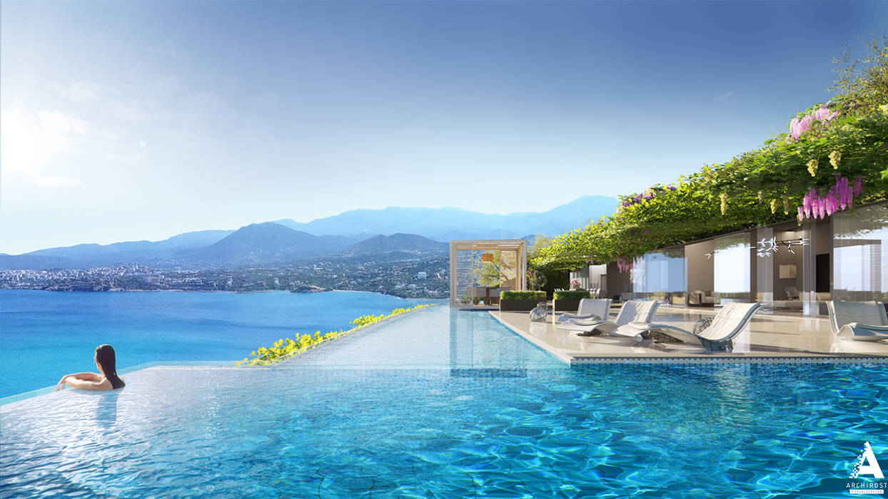 Визуализация SPA отеля на Крите, Аrchirost Аrchirost Бассейн в средиземноморском стиле