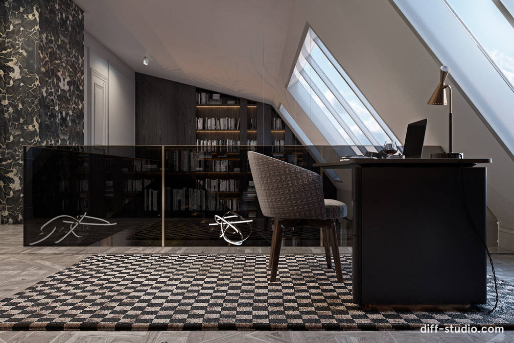 Two-level apartment in Paris │ Part 1, Diff.Studio Diff.Studio Study/office