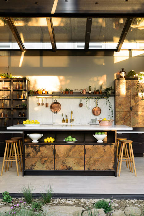 The "elemental" Kitchen by Charlie Smallbone and deVOL deVOL Kitchens Modern Kitchen Solid Wood Multicolored elegant,luxury kitchen,copper,marble,ash,craftsmanship,pivot hinges