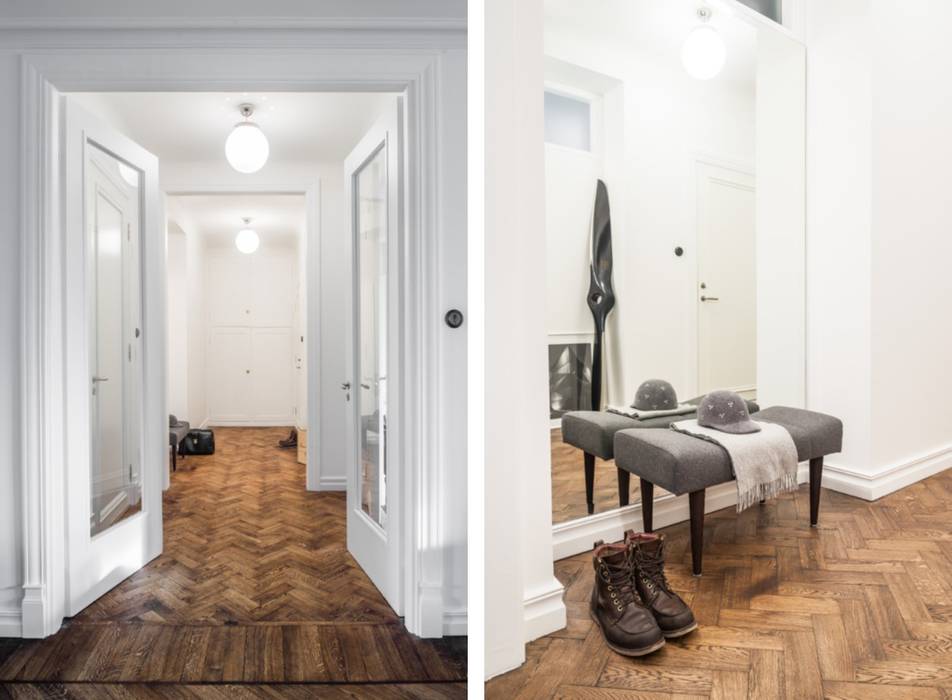 Homestory aus Tallinn: Die Wohnung eines estnischen Architekten vereint modernes Design mit 30er-Jahre-Look, Baltic Design Shop Baltic Design Shop Scandinavian style corridor, hallway& stairs Wood Wood effect