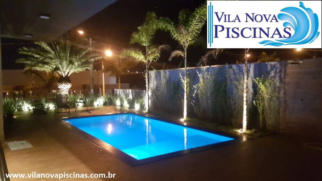 Piscina completa com paisagismo , Vila Nova Piscinas Vila Nova Piscinas Piscinas de jardim Concreto reforçado Azul