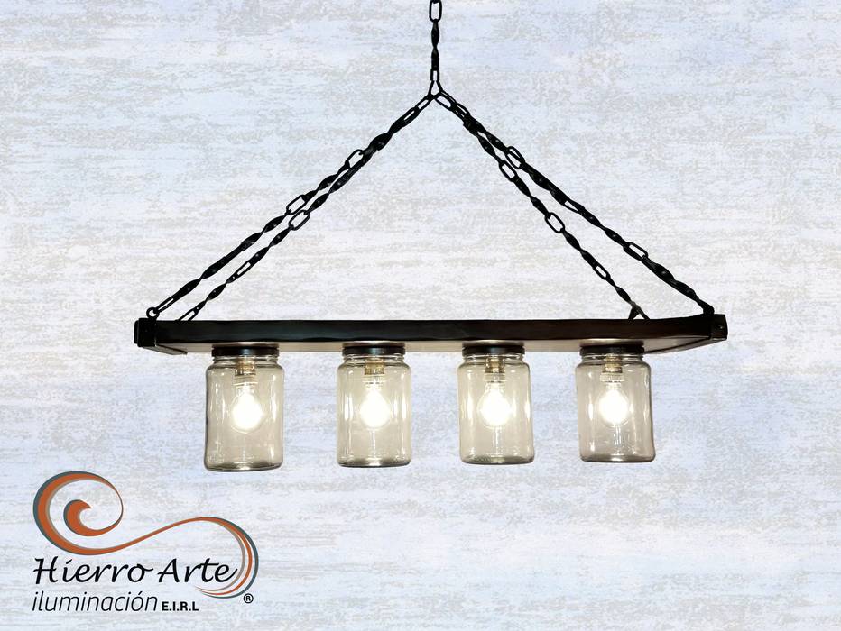 Lámparas vintage, Hierro Arte Iluminación EIRL Hierro Arte Iluminación EIRL Industrial style dining room Iron/Steel Lighting