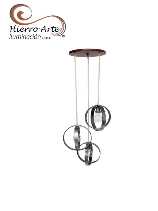 Lámpara de techo de 3 luces aros LT3046-3 Hierro Arte Iluminación EIRL Salas de estilo industrial Metal lámpara de techo,iluminación nocturna,Iluminación