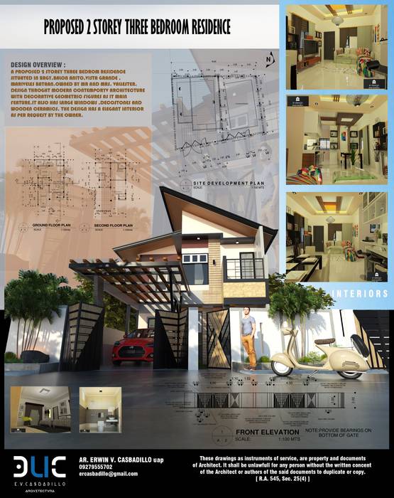 Proposed 3 Bedroom Townhouse E.V.Casbadillo Arquitectura Townhouse Copper/Bronze/Brass