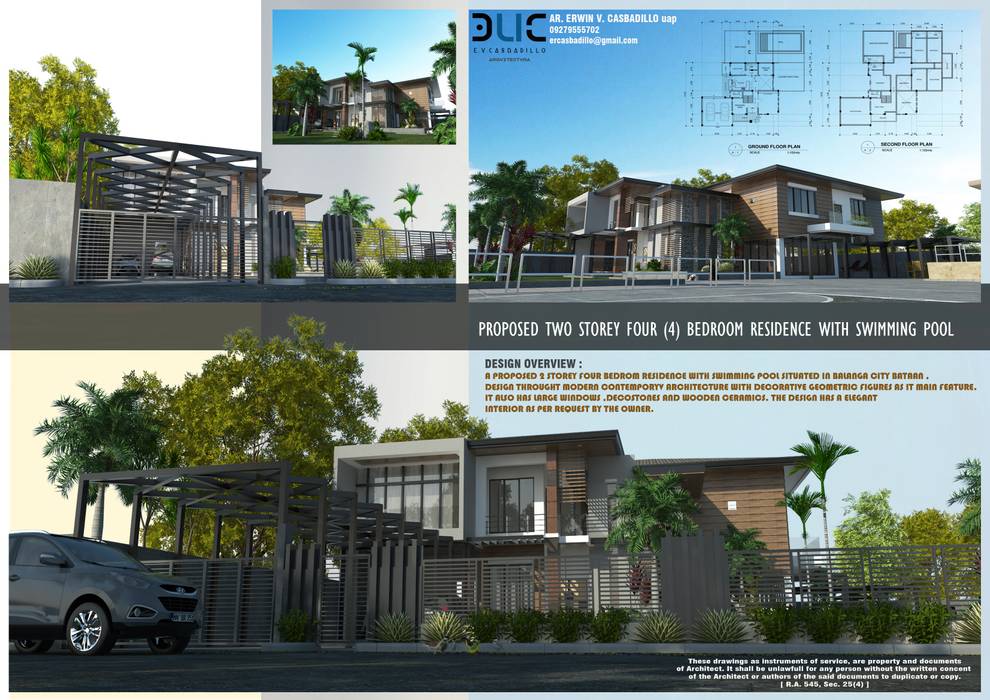 Proposed 4bedroom Villa with swimming pool, E.V.Casbadillo Arquitectura E.V.Casbadillo Arquitectura Villas Concrete