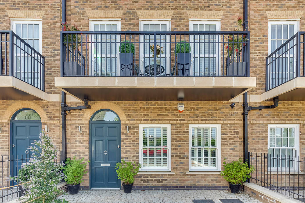 Full Height Shutters in the Living Room Plantation Shutters Ltd Terrace house Wood Wood effect