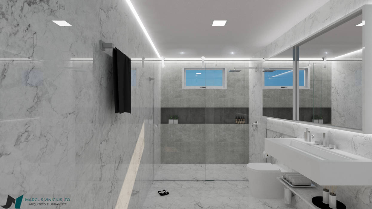 Banheiro Moderno, ITOARQUITETURA ITOARQUITETURA Minimalist style bathroom Marble Decoration