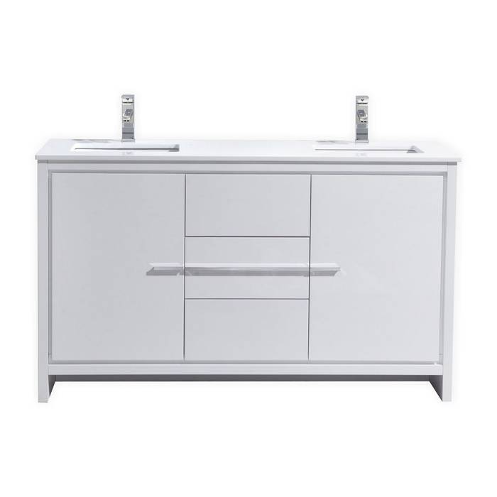 DOLCE - 60″ - HIGH GLOSS WHITE - DOUBLE SINK - SKU: AD660DGW KubeBath Modern bathroom Storage