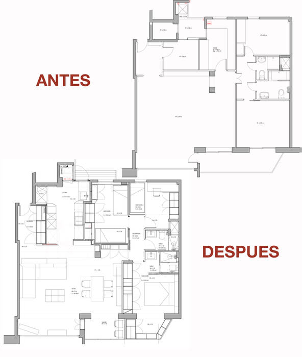 Planos de planta distribución antes / despúes | homify
