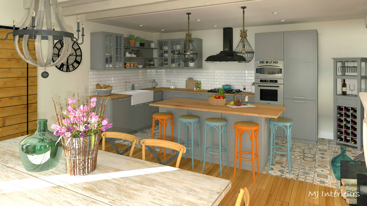 Home-staging d'une maison charentaise, MJ Intérieurs MJ Intérieurs Built-in kitchens