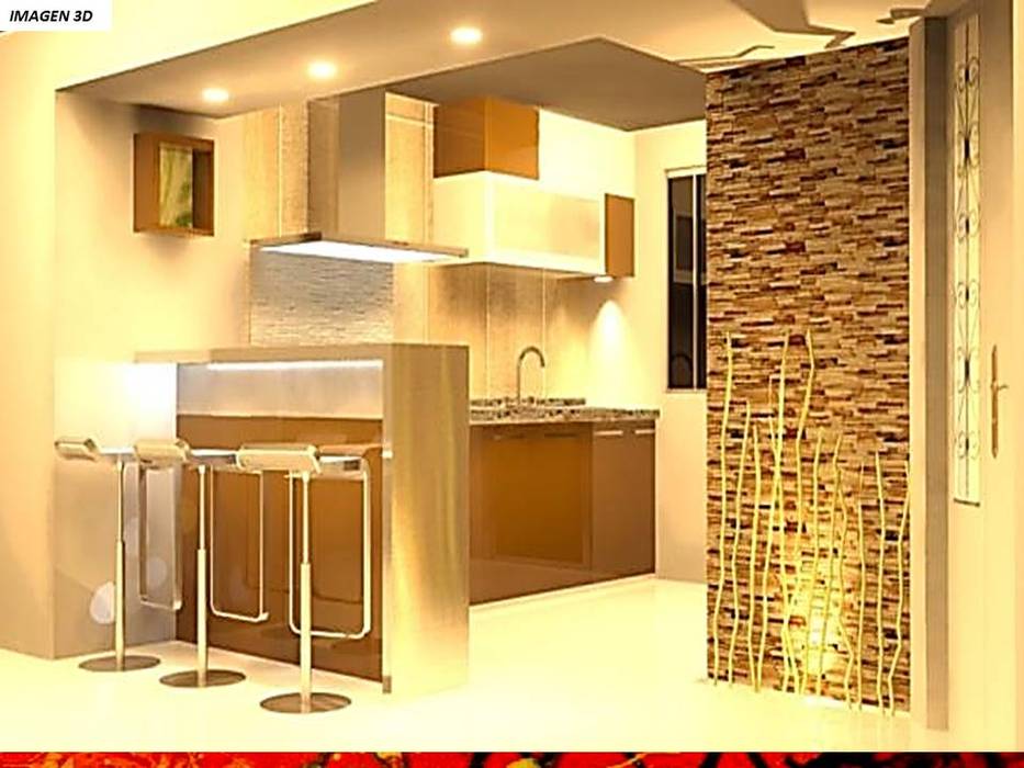 DISEÑO INTERIOR, HZ ARQUITECTOS SANTIAGO DISEÑO COCINAS JARDINES PAISAJISMO REMODELACIONES OBRA HZ ARQUITECTOS SANTIAGO DISEÑO COCINAS JARDINES PAISAJISMO REMODELACIONES OBRA Cozinhas embutidas Pedra