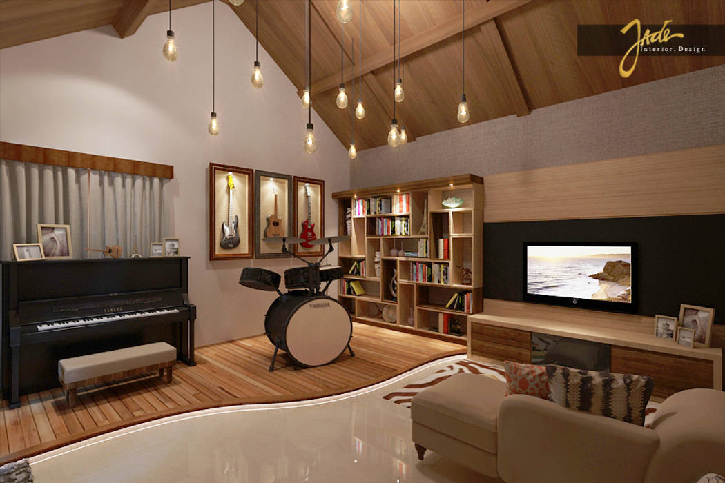 Music Room Design , Jade Interior Design Jade Interior Design Ruang Keluarga Modern Kayu Wood effect