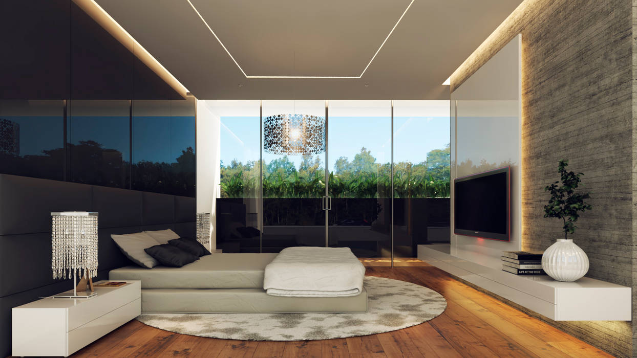 Casa Imozulu CDMX: Recámaras de estilo  por Besana Studio