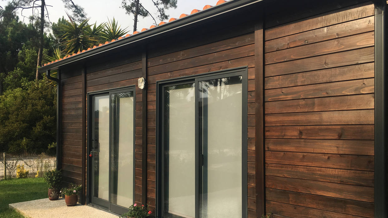 Modelo | T1 33m², Discovercasa | Casas de Madeira & Modulares Discovercasa | Casas de Madeira & Modulares Prefabricated home Solid Wood Multicolored