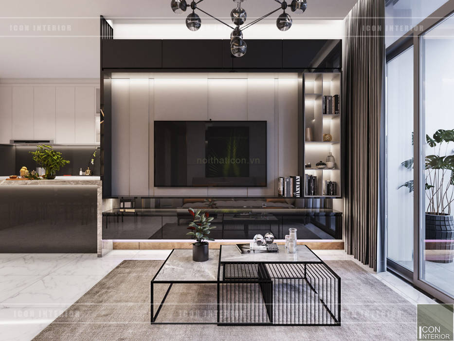 Thiết kế phong cách hiện đại tiện nghi cho căn hộ Park 7 Vinhomes Central Park, ICON INTERIOR ICON INTERIOR Modern living room