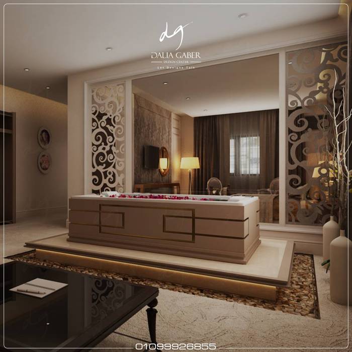 Hotel Bedroom Design by Dalia Gaber Dezigncenter office DeZign center office by Dalia Gaber حديقة داخلية تصميم مساحات داخلية