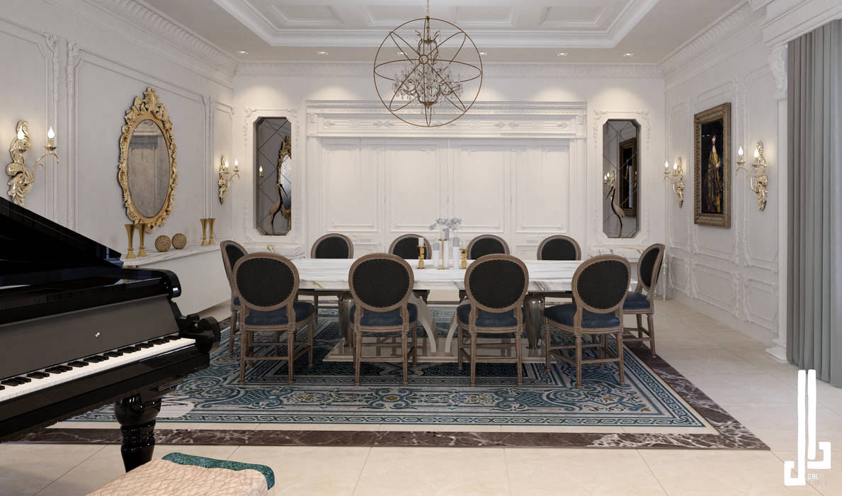 French classical villa, dal design office dal design office غرفة السفرة