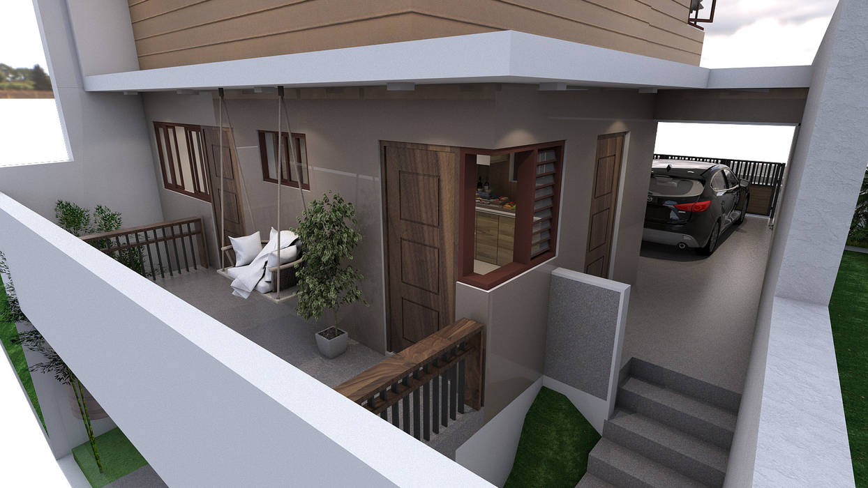 Brand new 2 storey house - Terrace backview homify Patios