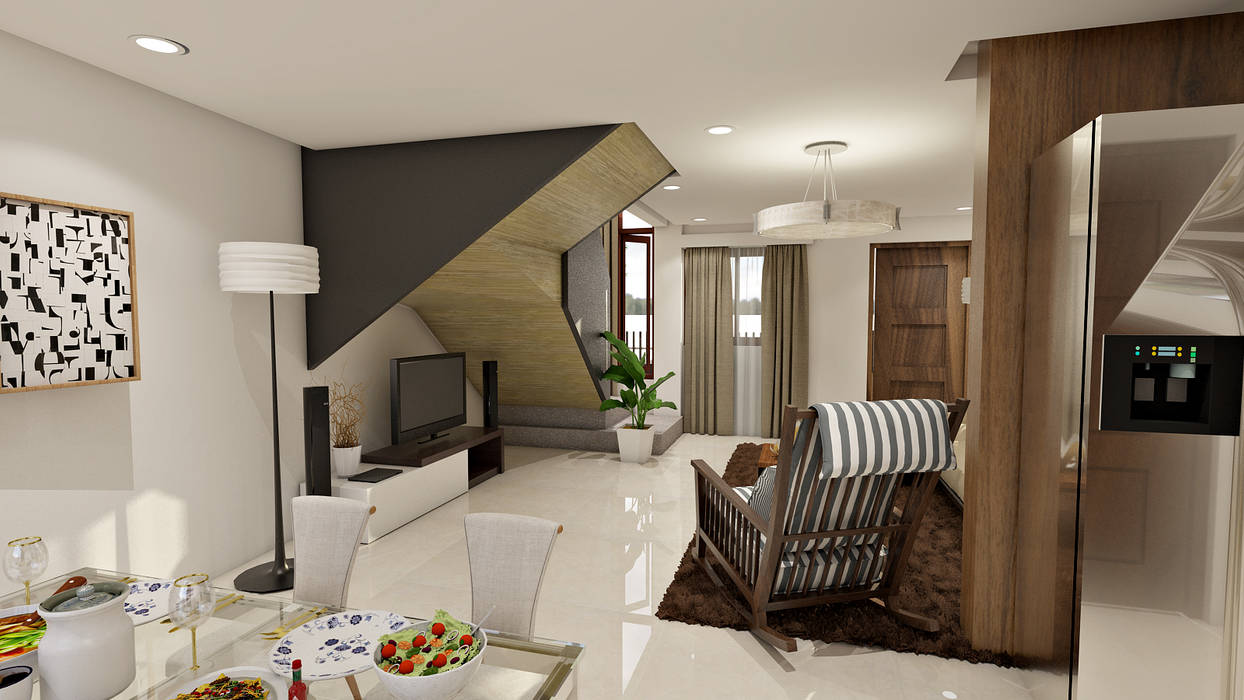 Brand new 2 storey house - Living room and Dining space homify Modern living room