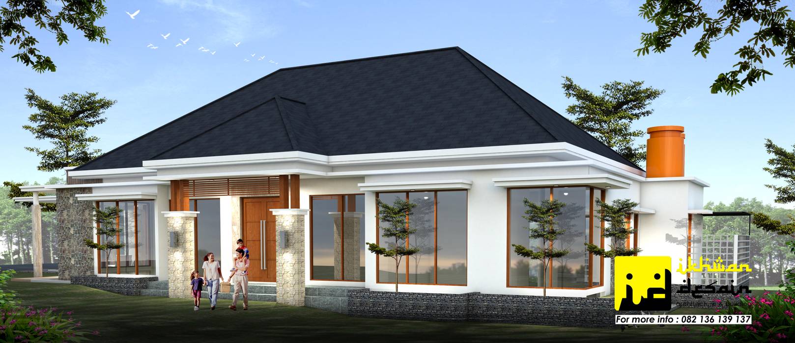 Rumah Modern Tropis, Ikhwan desain Ikhwan desain Single family home Bricks