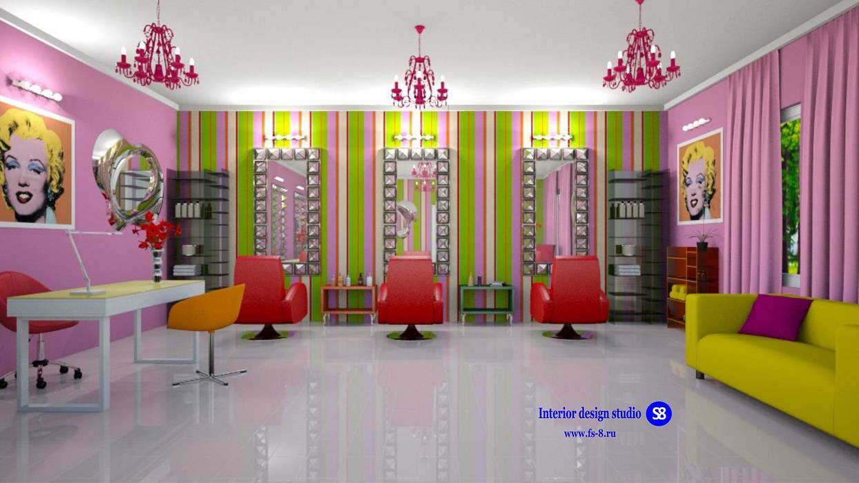 Beauty salon in Pop Art style 'Design studio S-8' Commercial spaces beautysalon,Commercial Spaces