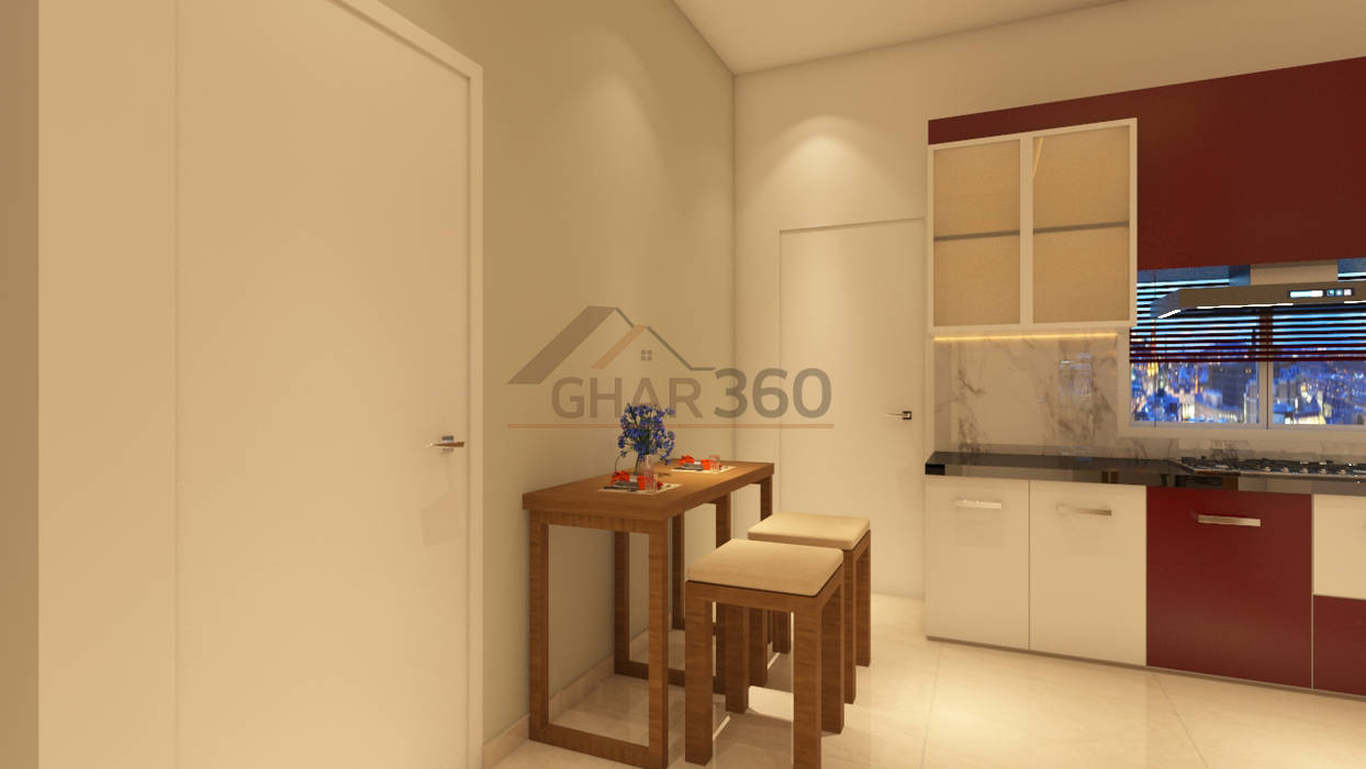 2 BHK interior, Ghar360 Ghar360 Comedores de estilo moderno Sillas y bancos