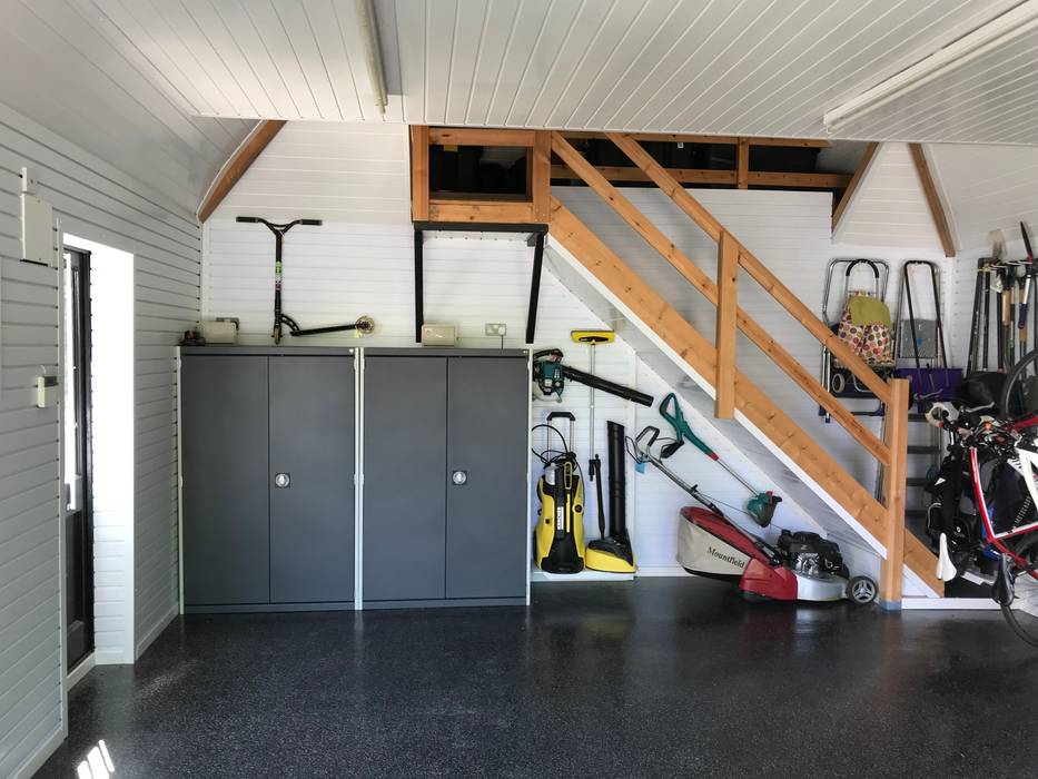 Garageflex Case Study of a Fantastic Garage Makeover in Hertfordshire Garageflex Double Garage garageflex,garage,garage storage,metal cabinets,resin floor,tool storage,hertfordshire,garage makeover,garage design,storage solutions